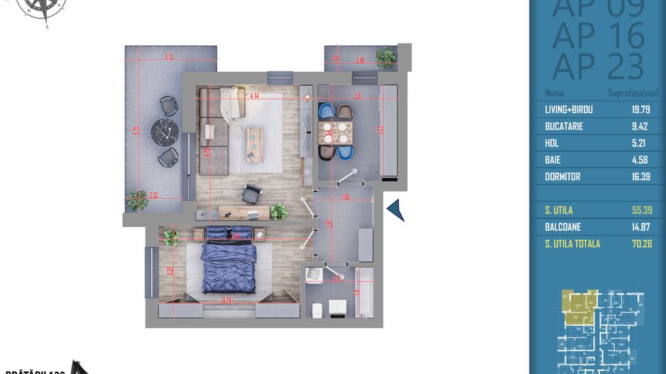 2 camere acte gata in o luna incalzire prin pardoseala Titan Pallady - Schiță 7