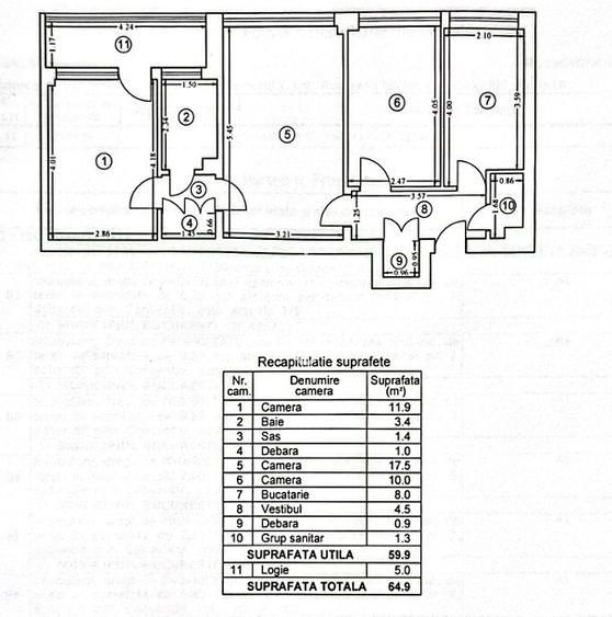Apartament 3 camere | Obor - Ferdinand | Recent renovat si nemobilat - Schiță 10