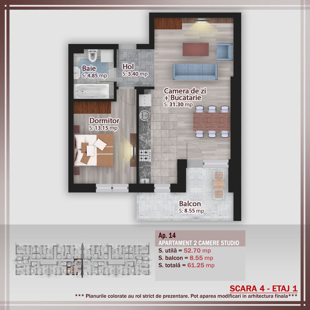 2 camere spatios -oferta lansare proiect Pallady - Schiță 7