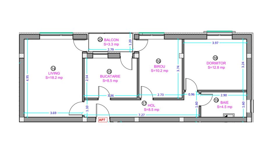 Apartament 2 camere cu bucatarie inchisa- Selimbar zona Lidl. - Schiță 4