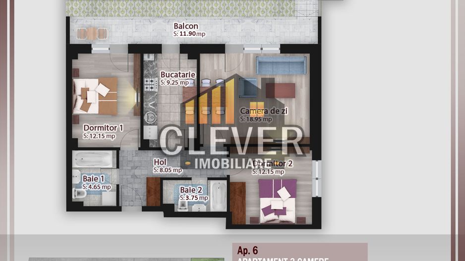 Apartament 3 camere Gradina 56mp-500m Statie STB Pallady - Poză 2