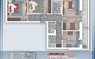 Apartament spațios 3 camere – 88 mp – Comision 0% - Pallady - Schiță 13
