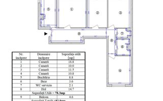 Apartament 4 camere bloc 1978, reabilitat, Lujerului - Schiță 7