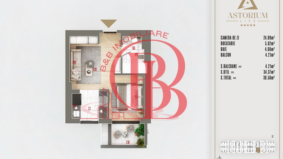 Garsoniera spatioasa proiect premium izolatie fonica - Schiță 7