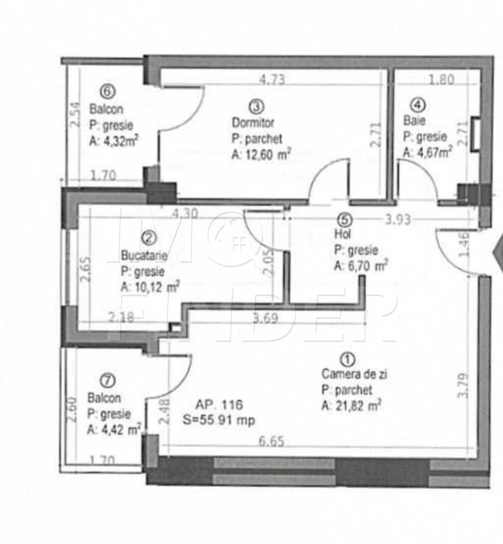 Apartament 2 camere, decomandat, 56 mp, 2 balcoane– langa Baza Sportiva - Poză 7