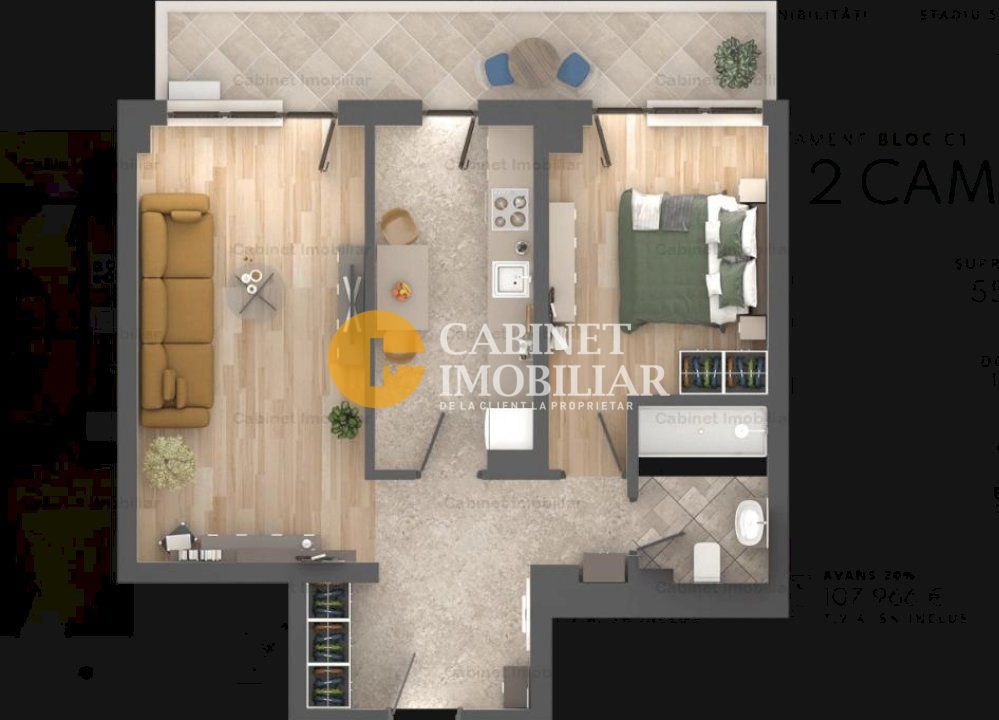 2 Camere Decomandat - UNIREA TOWERS - Bloc Nou - Zona Podu Ros - Poză 6