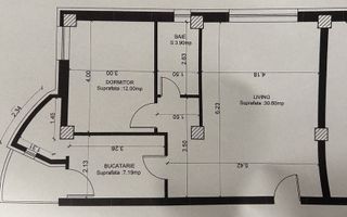 Apartament 2 camere, 55 mp utili, parter inalt, zona Stadion - Schiță 8