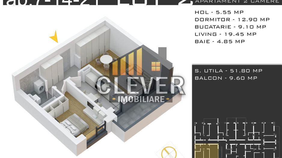 Apartament 2 camere Parcare Inclusa-Sector 3 Comision 0 - Schiță 8