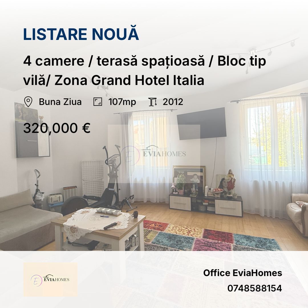4 camere / terasă spațioasă / Bloc tip vilă/ Zona Grand Hotel Italia - Poză 1