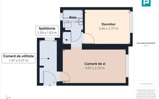Apartament 2 camere Strada Borsecului etaj 4 35mp. - Poză 9