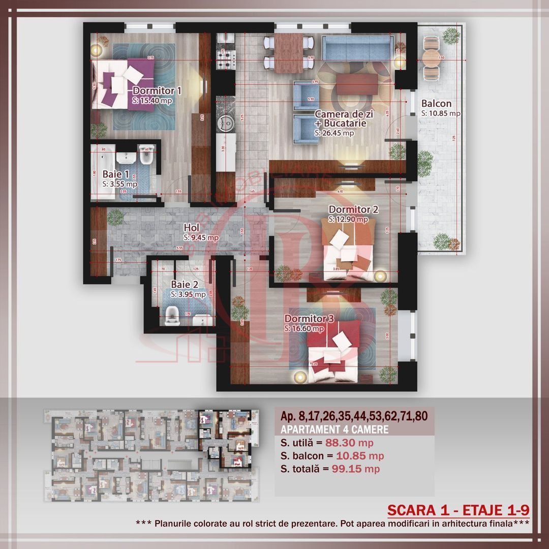 Apartament 4 camere compact  Titan Pallady Metrou Nicolae Teclu - Schiță 2