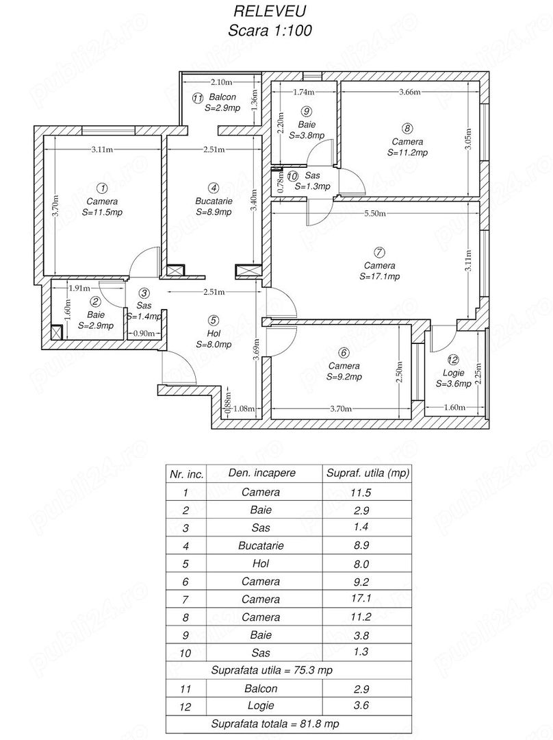 Complex-Studentesc | 4 Camere | Decomandat | Centrala Proprie. - Schiță 12
