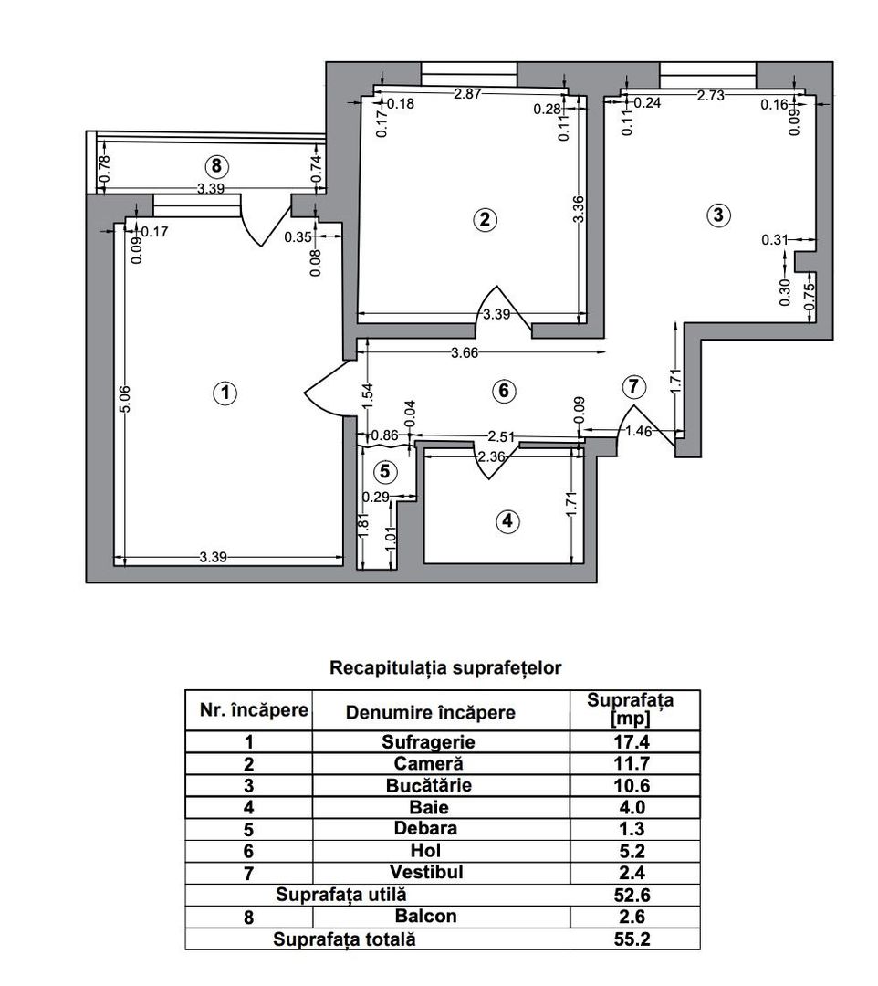 Apartament 2 camere bloc 1981 Lujerului, Militari - Schiță 8