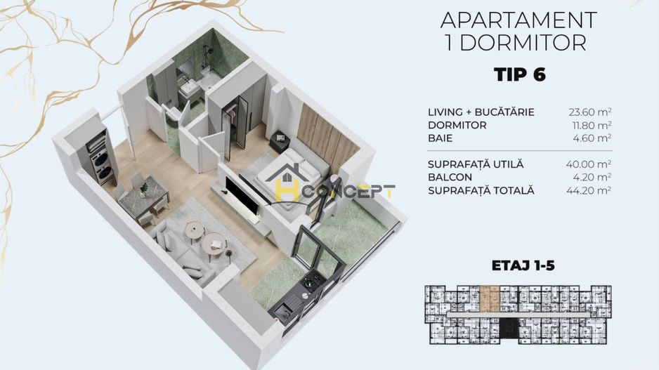 Apartament 2 camere, open space, Popesti Leordeni, comision 0% - Poză 5
