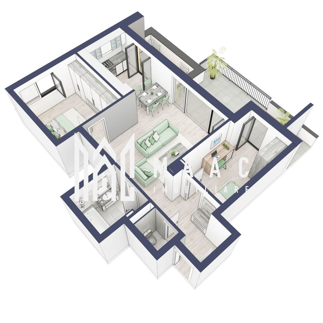 Apartament 3 camere | Balcon 22.2 mp | Etaj 3 | Turnisor - Poză 5