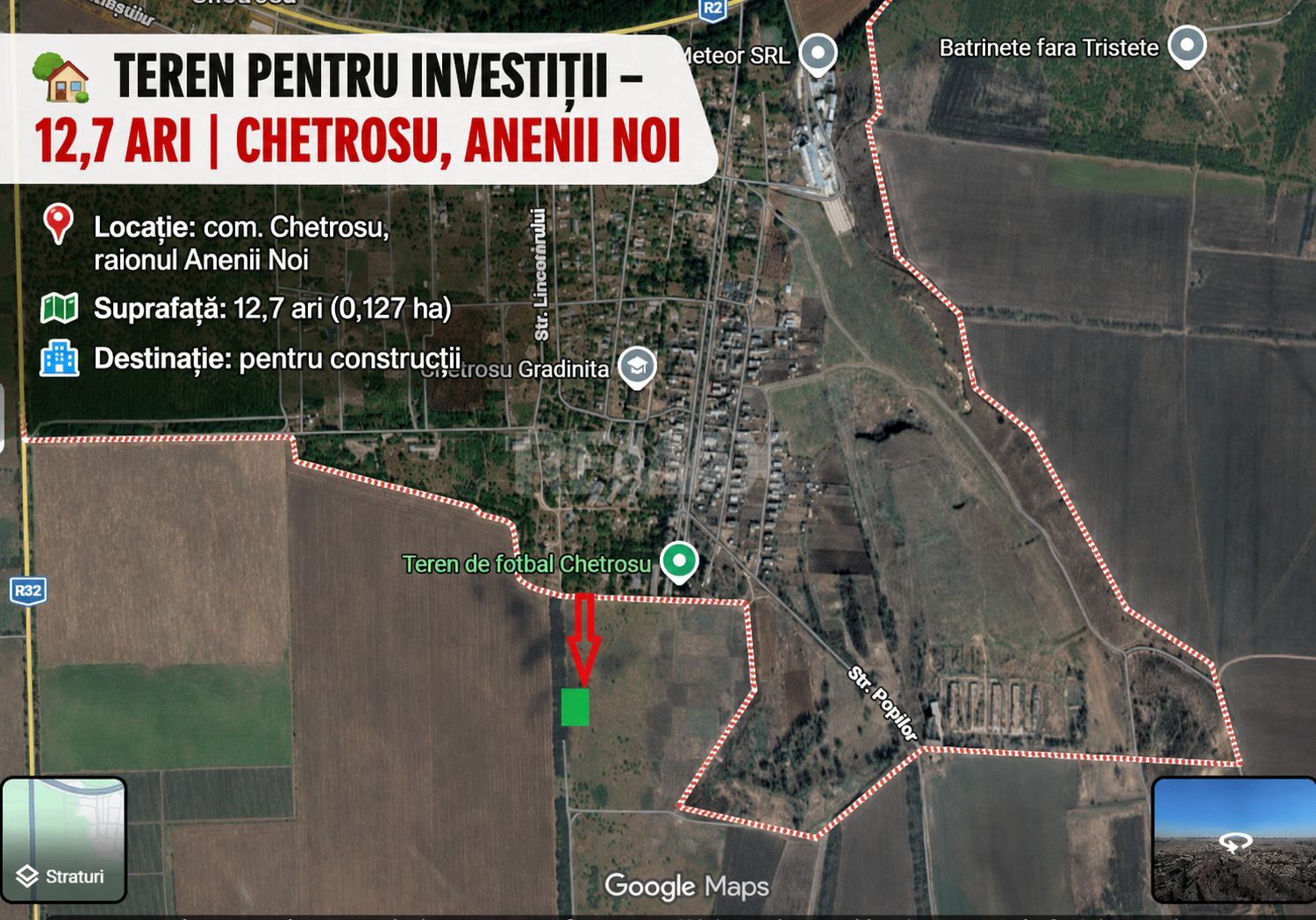 Teren cu potențial în Chetrosu – 12 ari, investiție avantajoasă!| CHETROSU-ANENII NOI - Poză 1