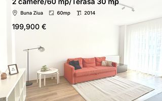 2 camere/60 mp/Terasa 30 mp - Poză 1