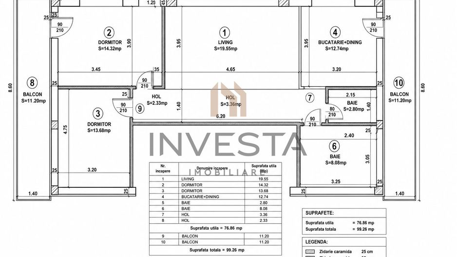 Apartament cu 3 camere , singur pe nivel, loc de parcare, Buna Ziua - Schiță 11