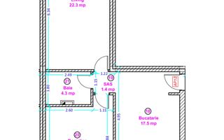 Apartament 2 camere cu bucatarie inchisa- Selimbar zona Lidl. - Schiță 4