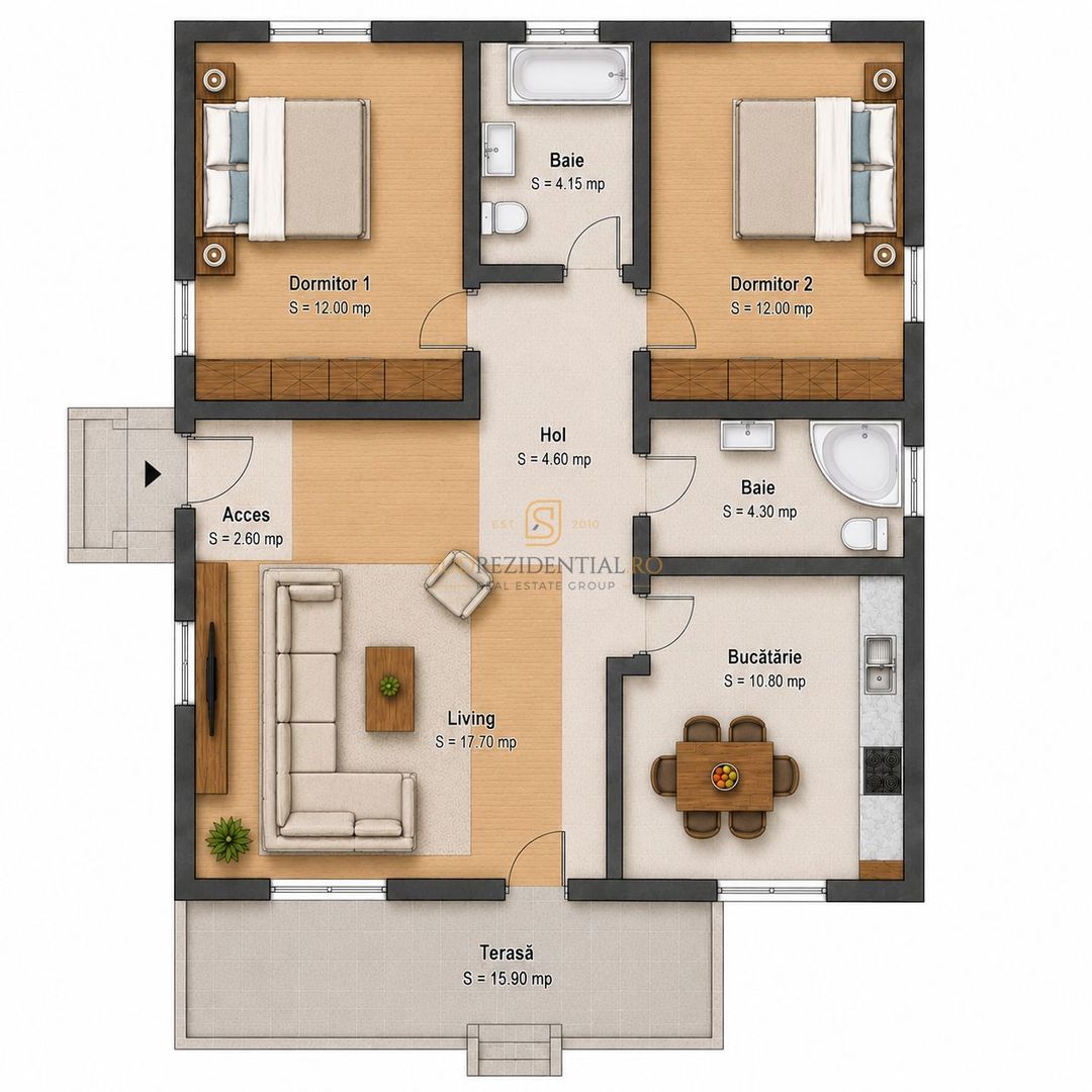 Casă individuală 3 camere | Parter | Curte 320 mp | Berceni - Schiță 4