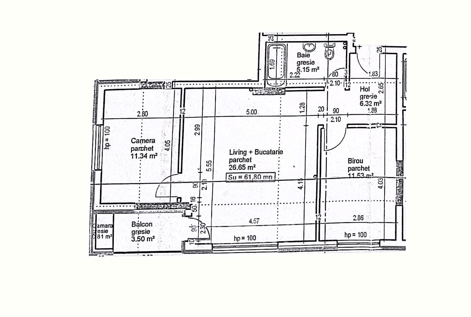 NOU! Apartamente cu 2-3 camere, semifinisat, balcon /terasa, zona VIVO - Poză 15