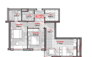 Vânzare, apartament, 2 camere, str. Calea Moșilor, Râșcani - Schiță 2