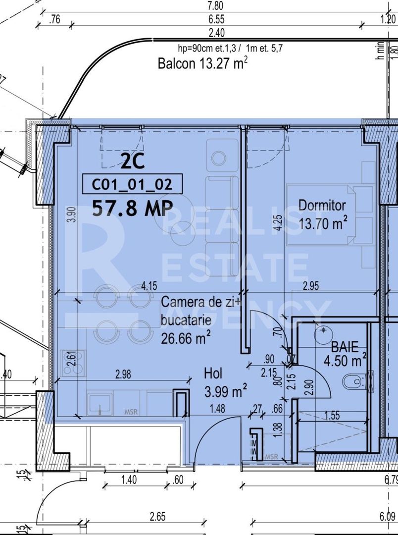 Vânzare apartament cu 2 camere,  complexul One Lake District - Schiță 5