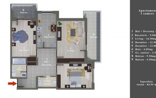 Apartament 3 camere, complet mobilat și utilat, Bragadiru! - Poză 5