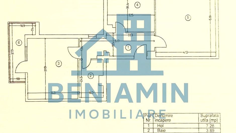 2 Decomandate-George Enescu-Bloc 1993-Suprafata 62mp-Centrala termica - Schiță 3