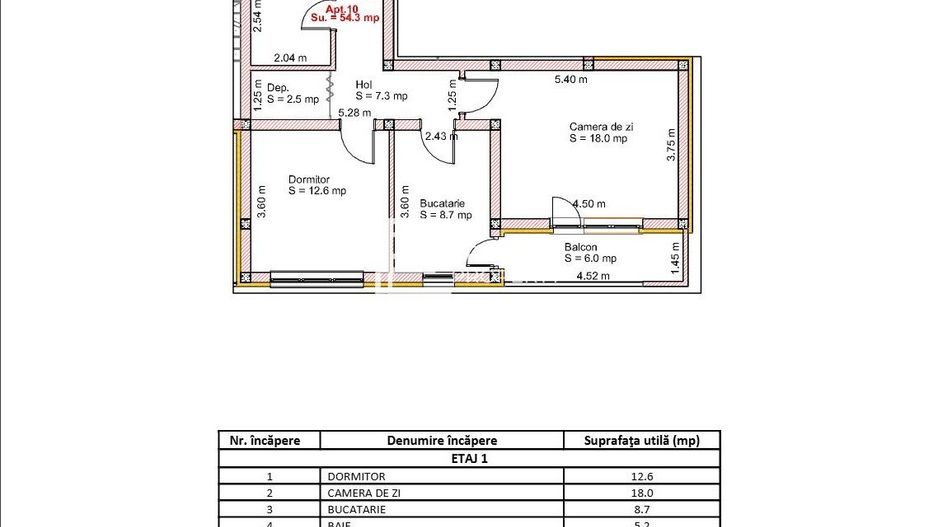 Apartament 2 camere, 54,3 mp, balcon 6 mp | intabulat | Șelimbăr zona Brana - Schiță 7