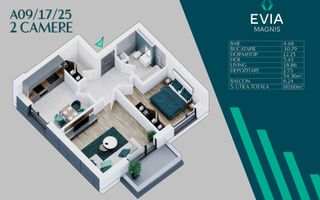 Apartament decomandat 2 camere Premium Theodor Pallady - Schiță 2