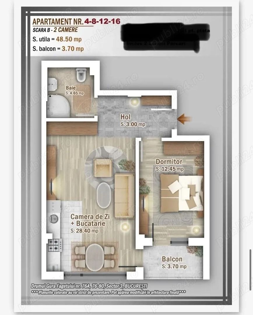 Vânzare Apartament 2 Camere – Design Modern & 2 Locuri de Parcare – S3 - Poză 3