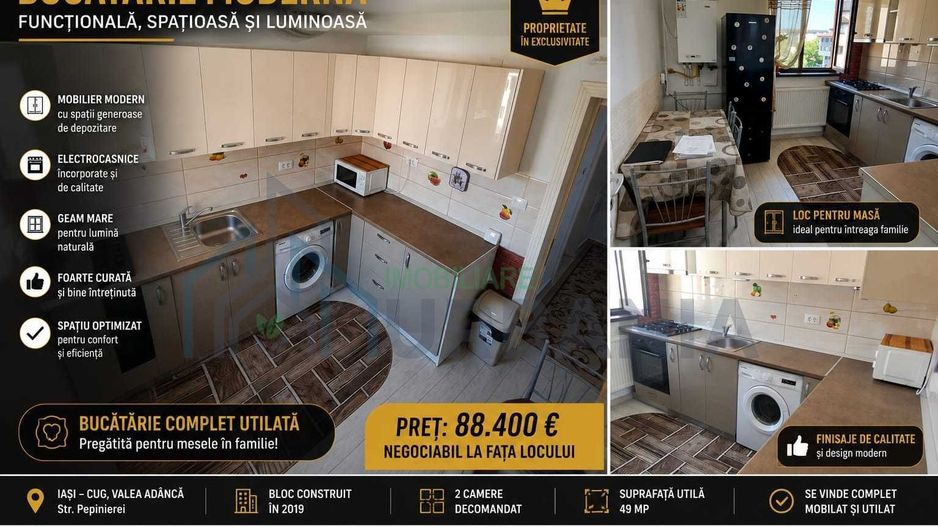 Apartament 2 Camere Complet Mobilat si Utilat, CUG Valea Adanca, Bloc 2019 - Poză 4