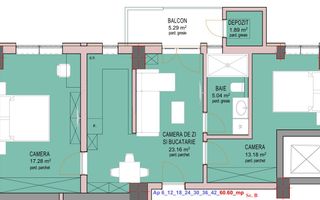 Apartament 3 Camere -61 mp -zona Doamna Stanca Selimbar - Schiță 8
