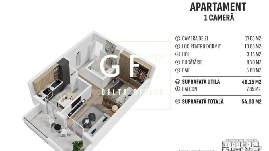 Apartament 1 camera, bloc nou! Comision 0% - Poză 7