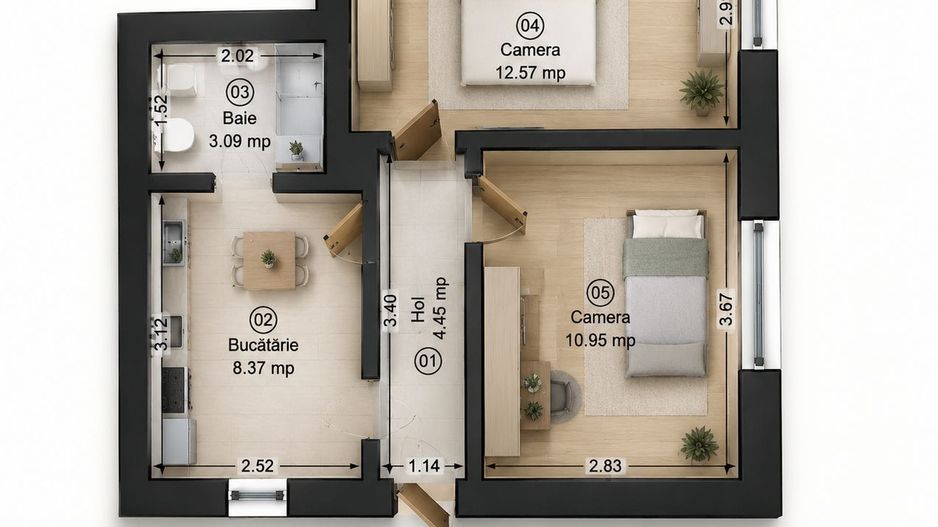 Apartament la cheie cu 2 camere la casa in Parneava Comision 0% - Poză 3