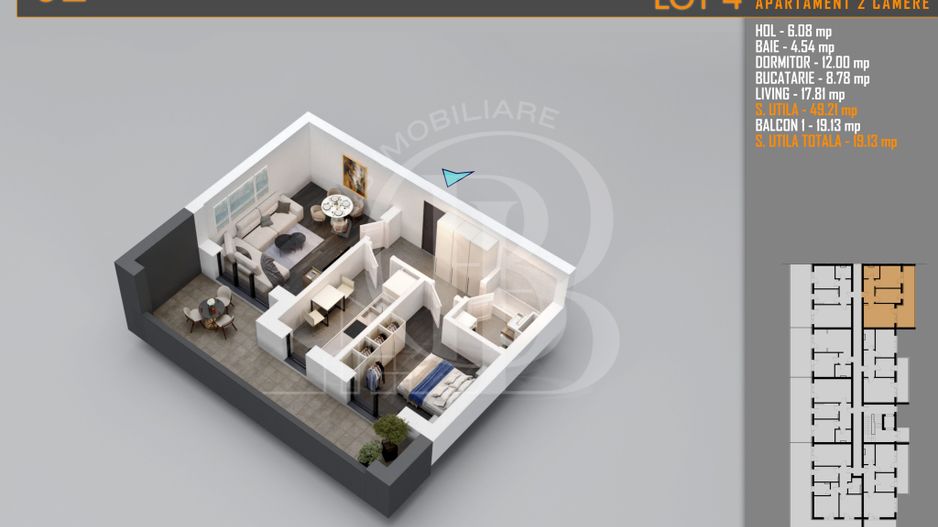 Apartament 2 camere cu Terasa Titan-Pallady-Metrou Teclu - Schiță 9