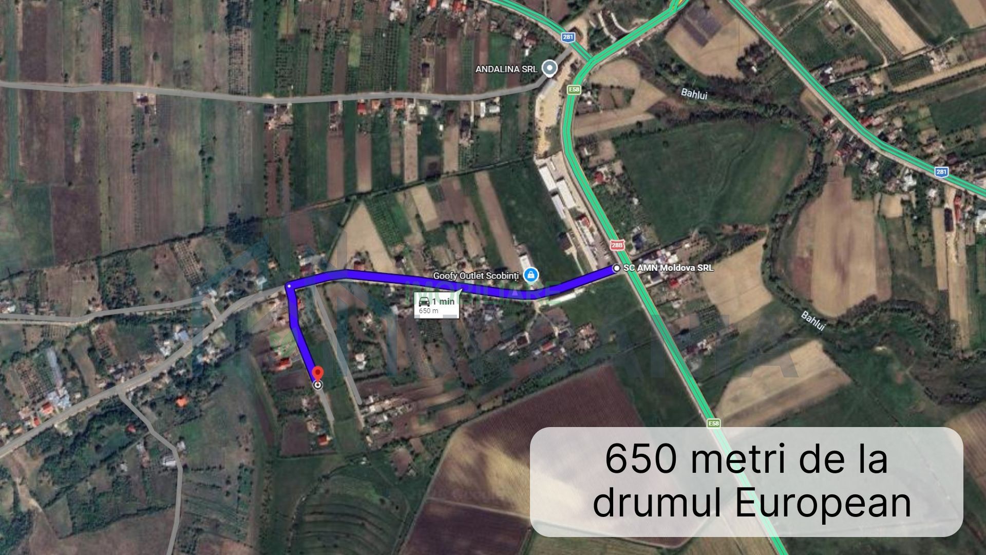 Teren intravilan construibil, 1.800 mp, acces la două drumuri, lângă E58, Scobinți - Poză 1