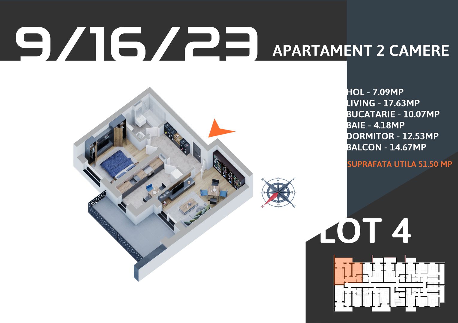 Oferta Lansare 2 camere parcare bonus centrala apartament - Schiță 6