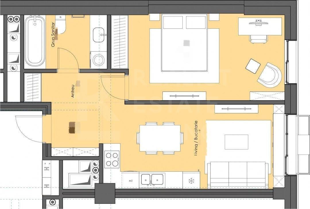 Vânzare, apartament, 1 cameră, bd. Renaşterii Naţionale, Râșcani - Schiță 2