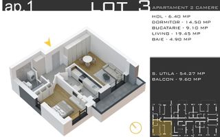 Apartament 2 camere decomandat 64 mp, comision 0%, Pallady - Schiță 8