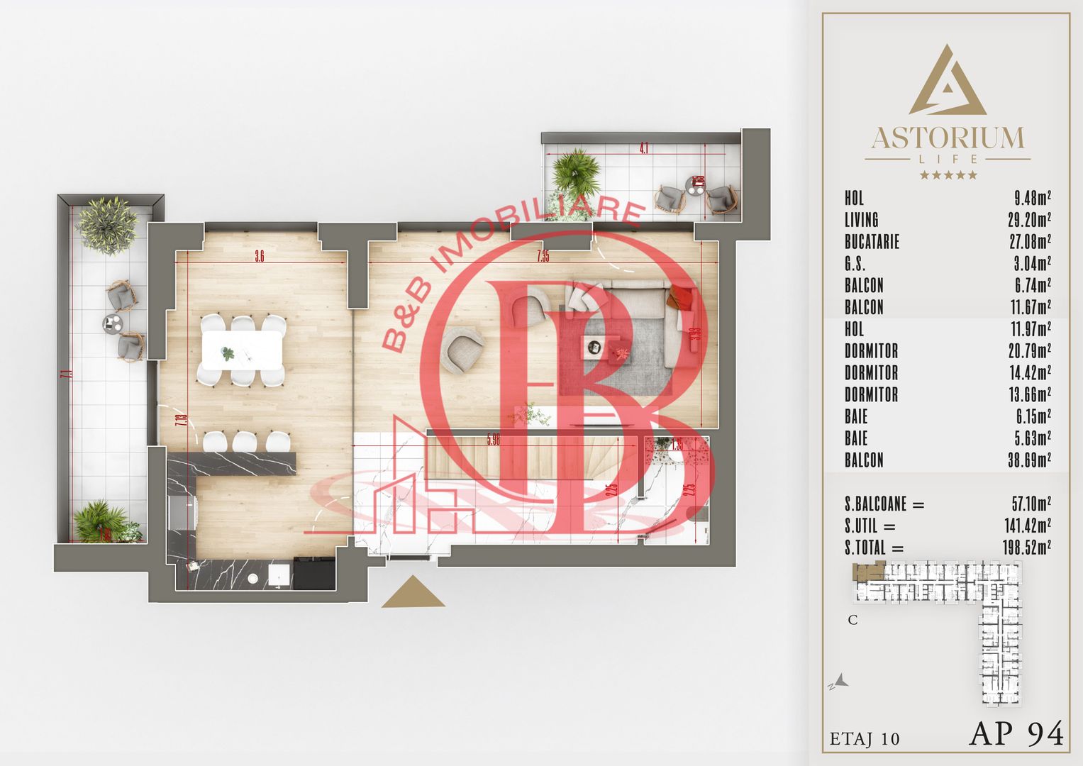 4 camere Duplex  Proiect Premium Titan Pallady - Schiță 5