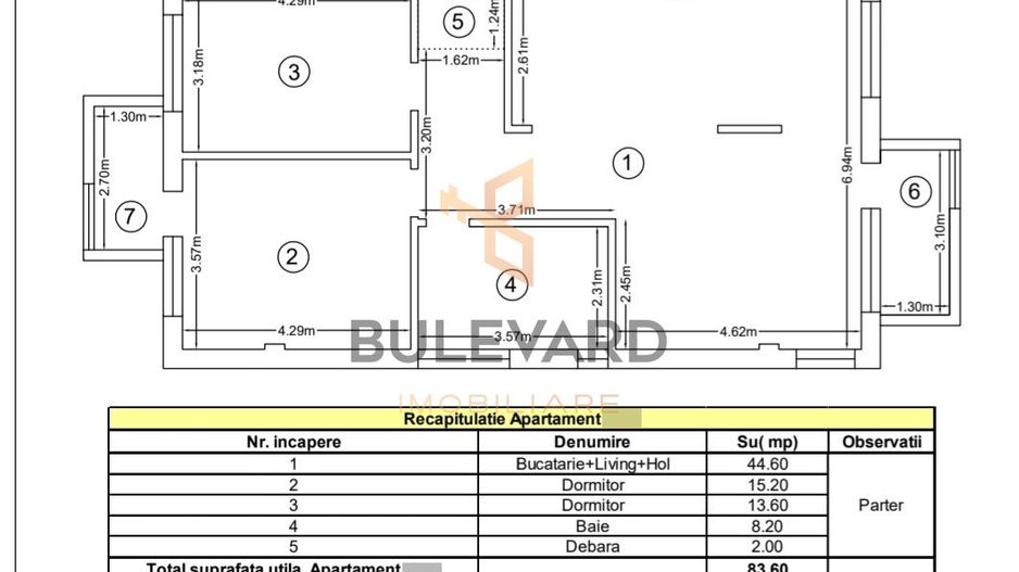 Apartament cu 3 camere/CF/83.6mp/zona strazii Stejarului! - Poză 2