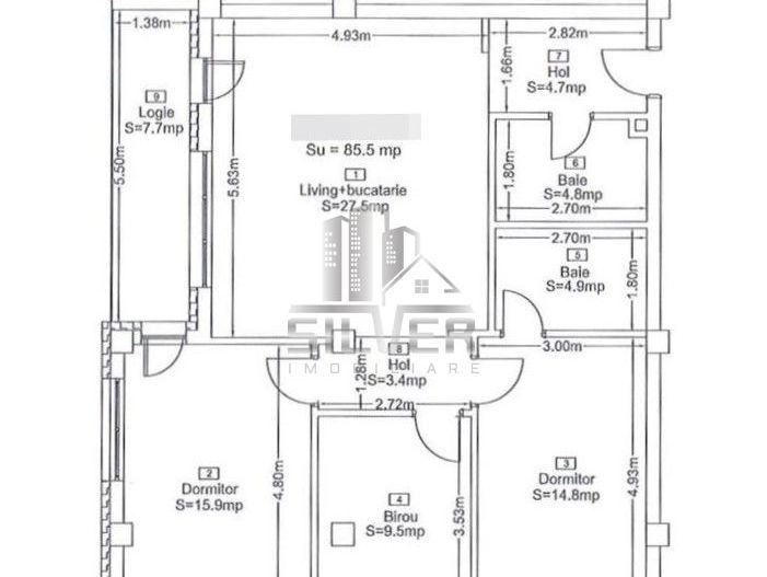 Apartament cu 4 camere /85.5mp/zona Sub Cetate. - Poză 2