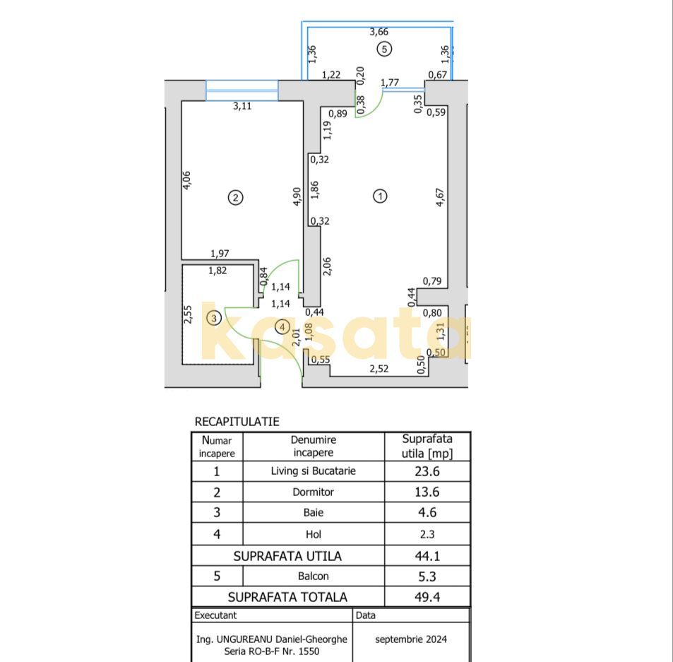 Cortina North Apartament 2 camere, mobilat, cu TVA inclus - Schiță 9