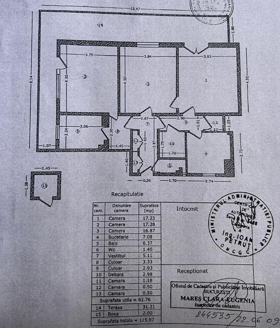 APARTAMENT UNIC  3 CAMERE | TERASĂ 30 MP  | VEDERE PANORAMICĂ | ZONA CENTRALĂ - Schiță 15