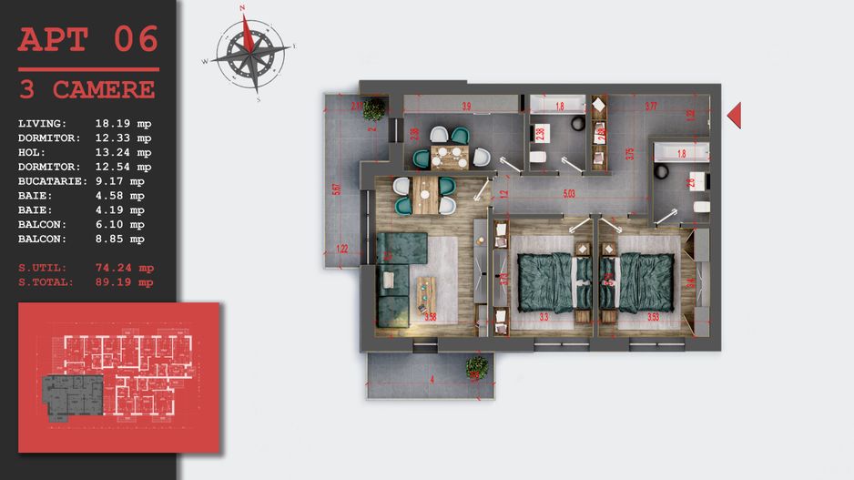 Birou Vanzari Dezvoltator Apartament 3 camere Th. Pallady - Poză 2