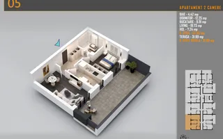 Apartament 2 Camere cu terasa de 33 mp și Comision 0%, metrou Teclu - Schiță 12