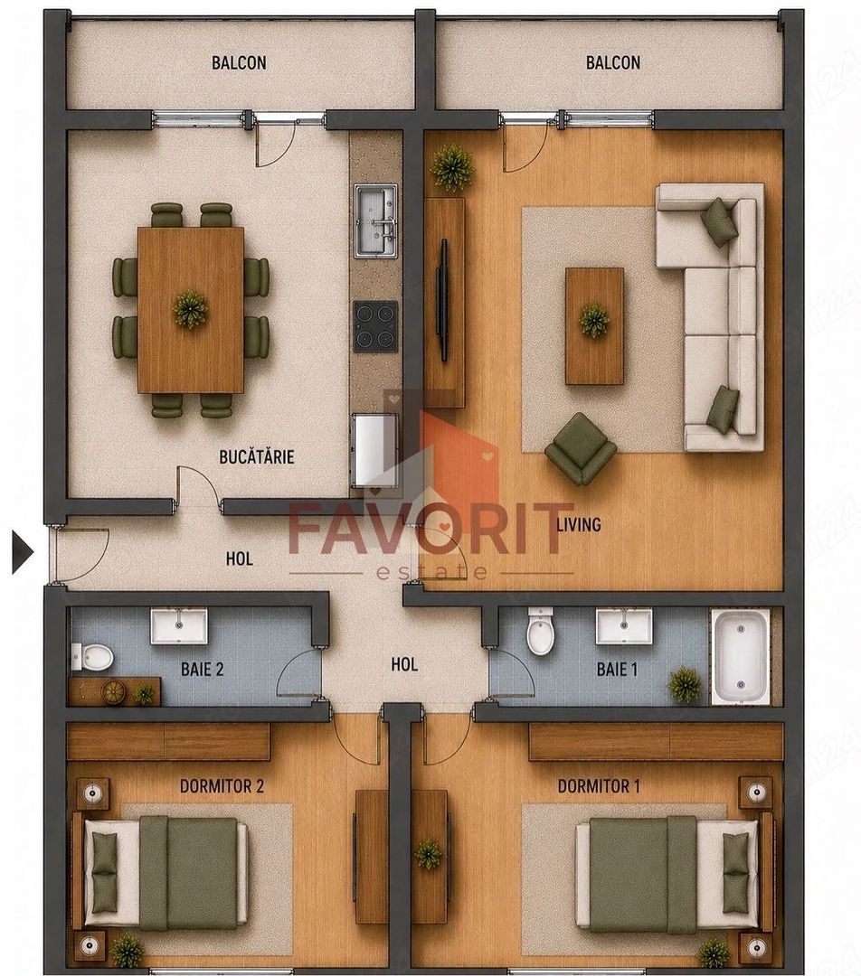 Apartament 3 camere decomandat | 2 Bai | Simion Branutiu - Poză 9