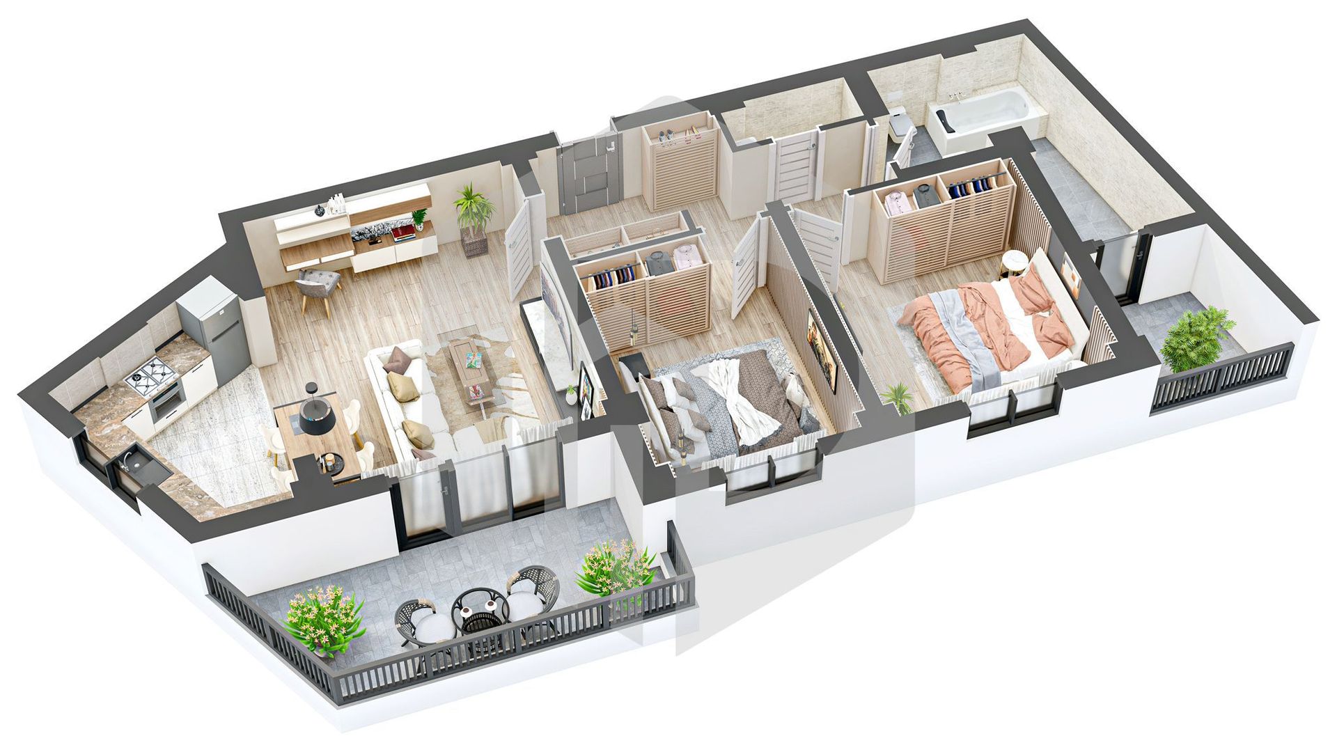 Apartament 3 camere | Etaj intermediar | 2 Dormitorare 2 Bai | Rahovei - Poză 5